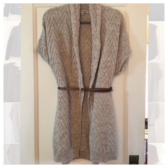 MARYLINE Sweaters - BEIGE SHORT SLEEVE CARDIGAN ITALIAN SWEATER